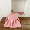 Ins Estilo Coreano Menina Bebê Chifre Chifre Cuff Vestido de Lã Primavera Do Bebê e Outono Camisola vestido