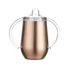 Taza Térmica de Acero Inoxidable 304 de Doble Pared y Doble Asa de 10 oz, con Tapa tipo Cáscara de Huevo, para Uso Transfronterizo, Asa Doble, Forma de U