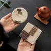 Posavasos de Algodón y Lino, Paños Suaves Absorbentes Hechos a Mano, Parches para Tetera y Taza de Té de Mesa para el Hogar, Tapetes de Aislamiento Térmico, Accesorios para Ceremonia del Té