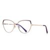 Retro Europeo y Americano chica hot metal ojo de gato y2k cuadrado adelgazante rostro redondo rostro sencillo tendencia de moda gafas planas luz anti-azul