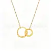 Nuevo Collar de Doble Anillo de Acero de Titanio para Mujer, Cadena para Clavícula con Anillo de Cierre Cráter, Joyería Personalizada de Nicho