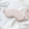 Antifaz de seda sintética para dormir, para siesta, bloqueador de luz, transpirable, elástico, protector de ojos, con logo impreso, antifaz de seda de doble cara, en stock