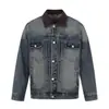 Jaqueta Jeans Yidao Vintage 2026 Outono Nova Retro Americana Cool Solta Lavada Desgastada Color Block com Gola