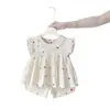 Conjunto Floral para Meninas 2025 Novo Estilo Conjunto Trendy de Duas Peças para Bebês Meninas Conjunto Curto de Verão