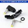 Conector redondo negro en línea codo 5.5*2.5/2.1*14 conector de horquilla para enchufe de alimentación CC