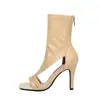 Zapatos de Jazz con Tacón Cuadrado Abiertos de Verano para Mujer Estilo Europeo y Americano Agujeros Calados Zapatos de Baile Jazz con Punta Abierta Talla Grande