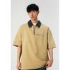 Camiseta tipo polo de manga corta para hombre, Primavera y Otoño, Marca de moda americana de alta calle, Fresca y retro, Camiseta holgada de media cremallera y manga corta
