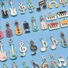 Set Mixto de 40 Colgantes de Joyería Musical con Goteo de Aceite con Guitarras, Violines, Pianos y Colgantes Dorados para Accesorios de Llavero DIY