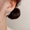 Pendientes Cuadrados de Diamante con Lazo Completo, Moda Versátil Exquisita Coreana y Japonesa, Pendientes Únicos de Lujo Ligero Simples de Gama Alta Super Brillantes