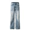 Jeans Azuis High Street Americano Lavado Cleanfit para Homens e Mulheres 2025 Novos Calças Casuais Retas Vibe