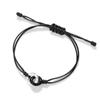 Pulsera de pareja de plata esterlina 925 con hebilla de anillo, lujo ligero, para combinar con todo, pulsera de obsidiana, anillo de Möbius, pulsera de calcedonia