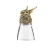 Copo Criativo de Novo Estilo para Bebidas Alcoólicas com Design de Cabeça de Animal, Copo Pequeno, 0,05kg Copos de 50ml, Garrafa de Whisky, Estojo de Couro
