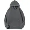Sudadera con capucha de color sólido gris hierro de 600 g de peso pesado con forro polar para hombre, cálida y holgada para otoño e invierno, sudadera con capucha de forro polar zorro plateado
