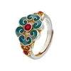 Anel Ruyi de Prata Pura 9999 com Esmalte Dourado Estilo Chinês Feminino Anel Dourado de Alto Padrão Presente do Ano da Serpente