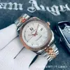 Reloj de Pulsera Clásico de Moda Impermeable Mecánico Automático con Bisel de Espiga Color Oro Rosa y Ventanilla de Fecha Simple AAA de Alta Calidad