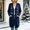 Nuevo cárdigan largo de punto con botones para Navidad, suéter abrigo de moda estampado para otoño e invierno, personalizado, casual para mujer
