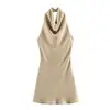 Para Comercio Exterior Transfronterizo Europeo y Americano Ropa de Mujer, Estilo Verano Más Vendido en Aliexpress Vestido Multicolor sin Mangas con Cuello Fruncido