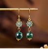 Pendientes de Plata 925 con Aguja de Camelia, Hierba Acuática, Ágata Musgosa para Mujer, Lujo Accesible, Pendientes de Gama Alta, Pendientes de Regalo Antiguos