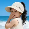 Nuevo Modelo 2026 Sombrero de Sol para Niños con Parte Superior Abierta para Verano, Sombrero de Pescador con Visera para Cola de Caballo Alta para Niñas, Sombrero de Sol Delgado para Bebés
