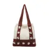 Bolsa de Punto Perezoso Estilo Coreano Transfronteriza, Bolsa Floral Estilo Mori, Bolsa Tejida Versátil Suave y Dulce, Bolsa de Gran Capacidad para Viajar