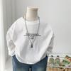 Camiseta de manga larga para niños de estilo coreano, estilo occidental, para primavera y otoño, con base blanca, informal, de algodón puro y a la moda.
