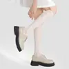 Meias de cano médio de renda estilo puro branco de seda, alta compressão para pernas finas, meias de compressão de verão femininas, meias tubulares brancas de cristal