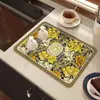 Tapete para Mesa de Comedor, Encimera, Cocina, Resistente a Manchas, Aislante Térmico, Diatomeas, Estilo Retro Europeo, Floral