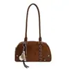Bolso Boston de Mano con Estampado de Leopardo Retro para Mujer Otoño 2025 Nuevo Bolso de Hombro de Lujo Accesible de Nicho Color Contrastante