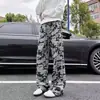 Calça Cargo Camuflada Americana Masculina Outono Tendência Casual Masculina 2025 Nova Calça Larga Reta de Perna Larga
