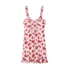 Vestido tipo camisola de la marca Z para venta transfronteriza, popular diseño estampado, moda de AliExpress, ropa europea y americana para mujer con volantes, tela elástica floral, ZA