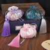 Bolsita Redonda Antigua Hanfu para Llevar Bolsa Vacía Estilo Nacional Bordado Borla Bolsas Flor Carro Colgante Bolsa Hoja de Loto