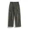 Pantalones de Trabajo Lavados de Algodón Puro para Hombre, Nuevo Estilo Otoño 2026, Cintura Elástica con Cordón, Pierna Recta, Pantalones Casuales, Estilo Retro Americano