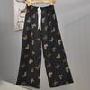 Pantalones de Pijama de Algodón Finos de Verano para Mujer con Estampado de Dibujos Animados, Pantalones de Pierna Ancha para Mujeres Embarazadas, Tallas Grandes, Adecuados para Usar Afuera, Pantalones Largos de Algodón, Exportación