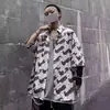 Camisa de manga corta con estampado de margaritas estilo americano y hombros caídos para hombre, camisa holgada de verano estilo Hong Kong para hombre