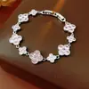 Pulsera de Hebilla de Cuatro Pétalos de Circonita Estilo Coreano, Diseño de Pulsera Simple y Fresco Estilo Ins, Joyería de Moda de Nicho