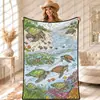 Manta con diseño de mapa de animales transfronterizo, hecha a medida, superventas en Amazon para niños y adultos, manta para pintar y garabatear a mano DIY