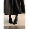 Zapatos de Cuero para Mujer con Suela Gruesa y Forro de Felpa Nuevo Estilo Otoño e Invierno 2025 Zapatos Cálidos de Piel con Tacones Gruesos Mocasines