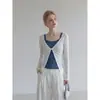 Cardigan Protetor Solar ummoim Branco Fino Transparente Decote V Torcido para Mulheres Outono Verão Design com Fenda Top Hot Girl