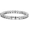 Pulsera de cuentas de turquesa blanca de 6 mm de venta caliente europea y americana, pulsera de letras para pareja para hombre, joyería de estación independiente transfronteriza