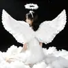 Alas de ángel para niños y adultos de Halloween, alas de plumas accesorios para escenario, Día del Niño y Halloween accesorios de alas al por mayor