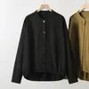 Foto real de jaqueta casual slim fit de manga longa 100% algodão, cor sólida, gola redonda, plus size, feminina, para o outono e inverno de 2026