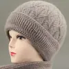 Gorro de Lana Cálido de Invierno con Felpa para Madres de Mediana Edad y Mayores, Gorro de Punto para Señoras Mayores con Protección Auditiva para el Frío al Aire Libre