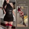 Churui Lingerie Sexy Transparente Sexy Couro Patente Costura Saia de Quadril Uniforme Conjunto de Secretária Pijama Apertado Feminino Qqny