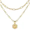 Venta caliente de Amazon 26 letras colgantes en inglés collar creativo simple multicapa apilado hexagonal cadena para clavícula de mujer