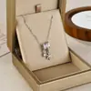 Colar com Pingente de Zircônia Estrela Floco de Neve Cristal de Gelo com Franjas Transfronteiriço Europeu e Americano em Aço Titânio Moda Feminina Luxo Leve Temperamento Corrente da Clavícula