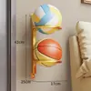 Estante de Almacenamiento para Baloncesto para Uso en Casa, Estante de Exhibición Montado en la Pared, Instalación sin Taladro, Solución de Almacenamiento para Bádminton, Fútbol y Voleibol Infantiles