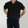 Nueva camiseta de verano para hombre estilo old money, cuello camisero, versión coreana ajustada, estilo maduro, polo simple de punto de seda helada