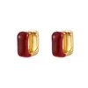Pendientes Versátiles de Otoño e Invierno, Lujo Ligero de Gama Alta, con Goteo de Aceite Rojo Ancola, Diseño de Moda Nicho, Pendientes Sencillos para el Día a Día