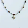 Nuevo Collar con Colgante de Estrella de Ocho Puntas Hecho a Mano con Cuentas Retro para Mujer para Usar Apilado Cadena para Clavícula de Gama Alta Lujo Ligero Gama Alta