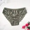 Calcinhas Femininas Sexy de Renda e Cetim Confortáveis Sem Costura Cintura Média Femininas Comércio Exterior Atacado Exclusivo Europeu e Americano